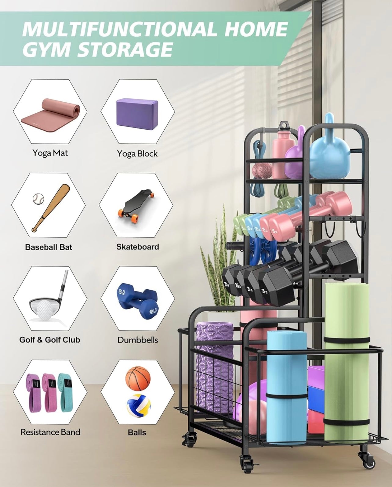 All-In-One Sports & Gym Equipment Storage Rack